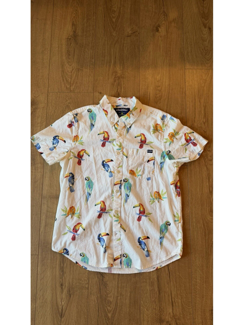 Chubbies Men’s S Short Sleeve Button-Up Bird Print Shirt